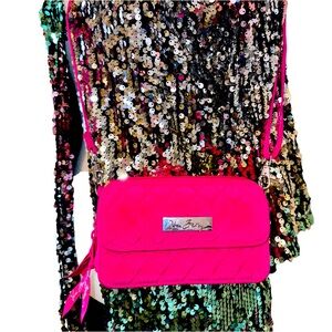 Vera Bradley hot pink padded wallet crossbody purse bag